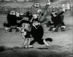 Still from 'Morning Noon and Night' featuring Betty Boop unwillingly dancing with some cats